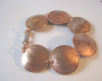 Irish 2P Harp coin bracelet-queen size- nicely domed