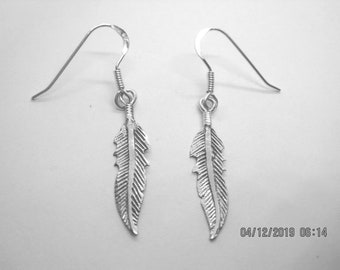 Sterling silver feather earrings