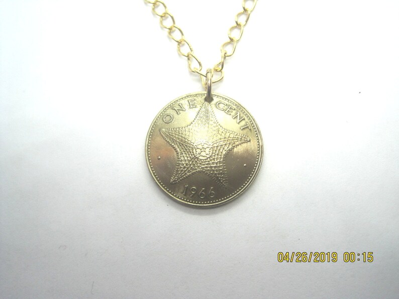 Bahamas golden starfish coin necklace image 3