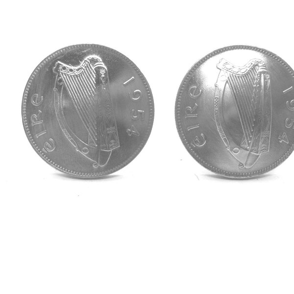 Irish harp cuff links~silver- reverse side of the 5p bulls