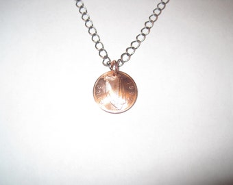 Vintage Irish half penny coin necklace