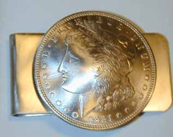 Morgan Dollar money clip/key ring- antique silver coin-free shipping