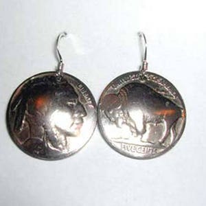 Buffalo-Indian Nickel earrings-domed