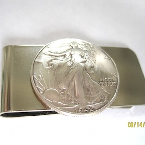 Walking Liberty money clip-antique silver coin
