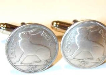 Vintage Irish Hare coin cuff links-1928 to 1968.