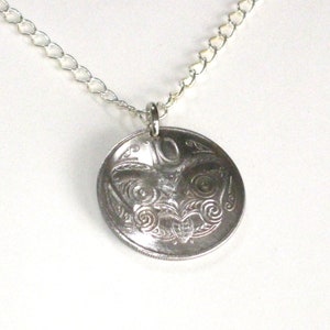 Maori Mask coin necklace- nicely domed