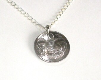 Maori Mask coin necklace- nicely domed