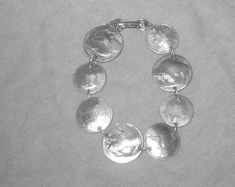 Antique nickel and dime bracelet-free shipping