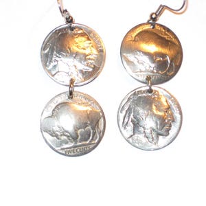 Antique Buffalo and Indian nickel earrings-double-nicely domed