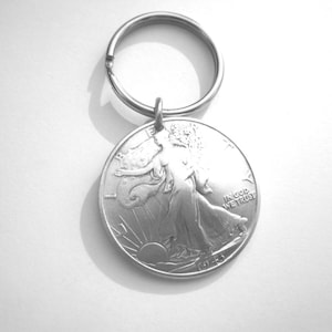 Antique Walking Liberty key ring- silver coin- free shipping