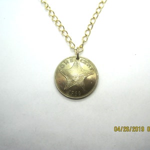 Bahamas golden starfish coin necklace image 1