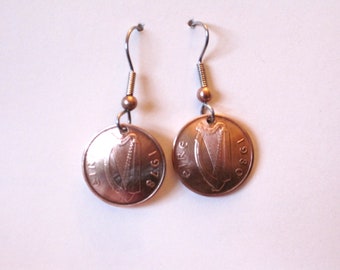 Vintage Irish Half Penny earrings-dainty!