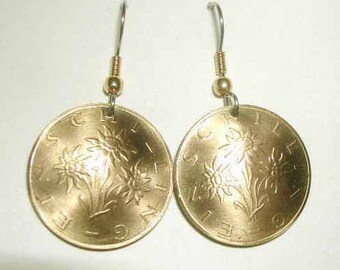 golden Austrian Edelweiss earrings-nicely domed-free shipping