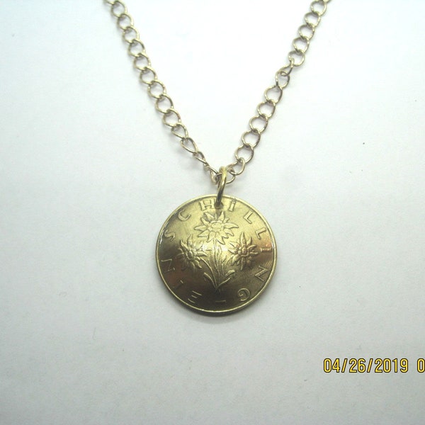 Austrian Golden Edelweiss coin necklace