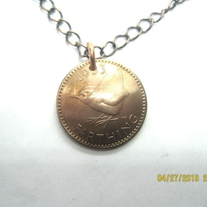 Antique wren farthing necklace-beautifully domed