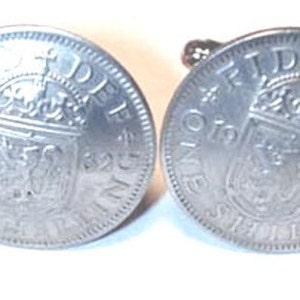 Vintage Scottish Arms shilling cuff links- 1953 to 1970