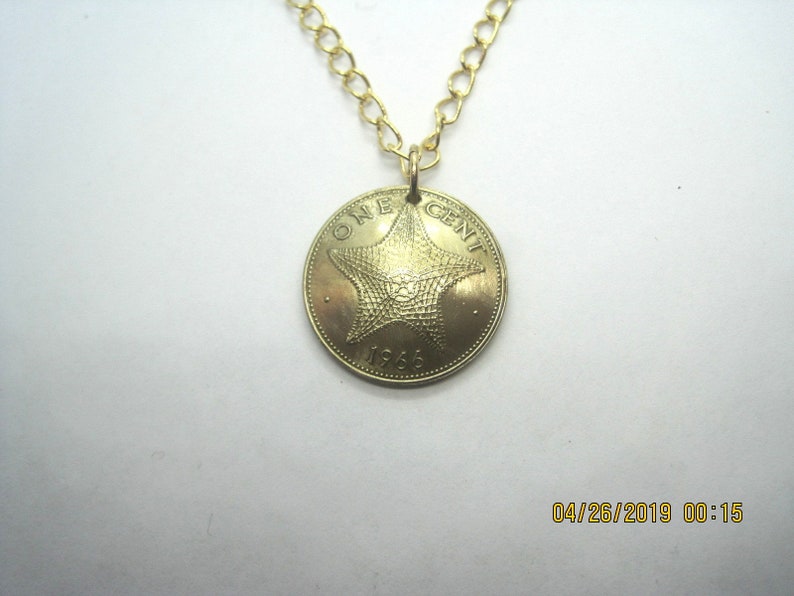 Bahamas golden starfish coin necklace image 2