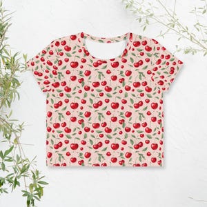 Cherry Coquette Crop Top – Cherry Sweetheart Tee, Soft Girl Aesthetic Shirt