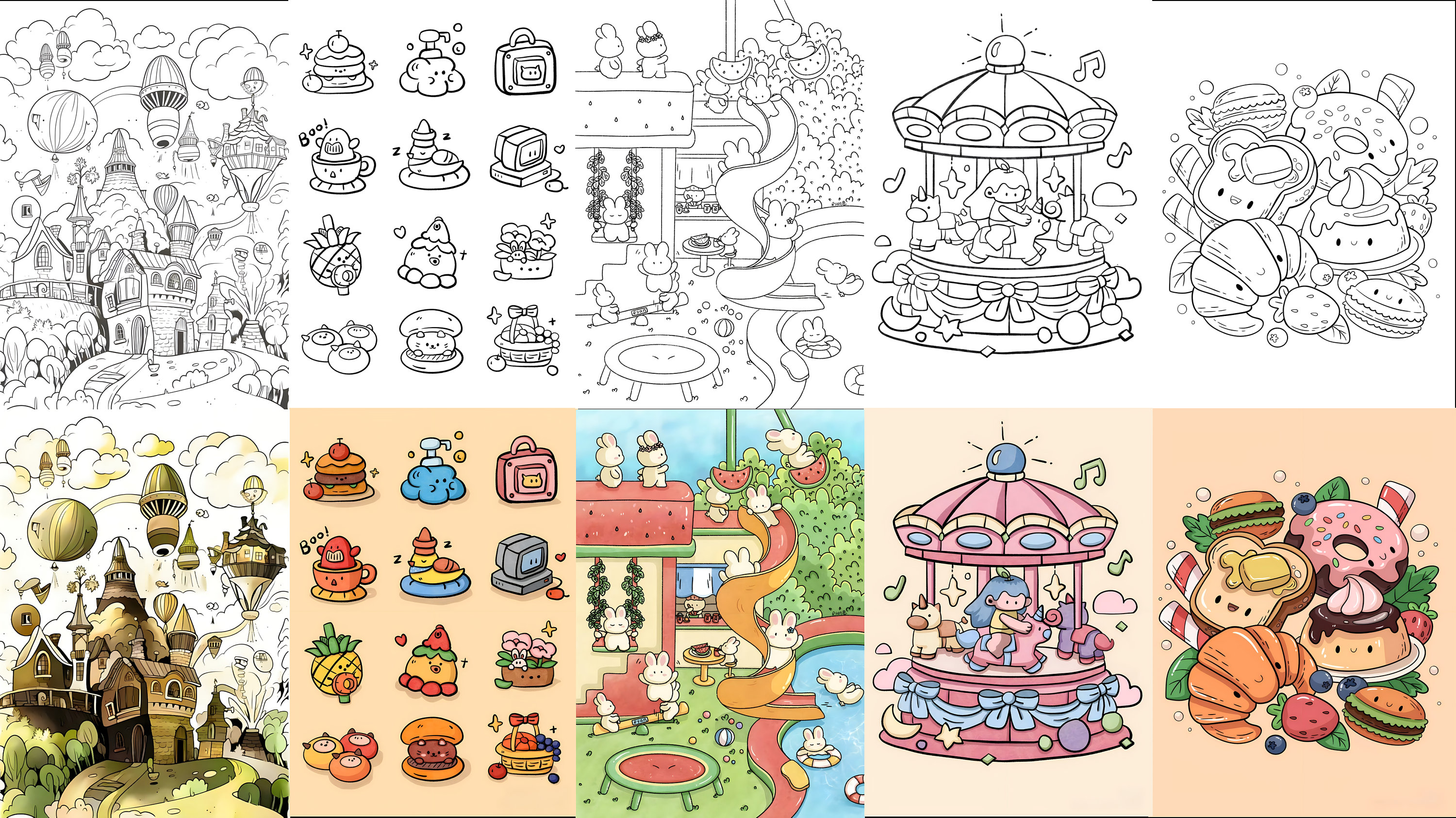 Printable Colouring Pages, Instant Download, 10 X Fun Themed ...