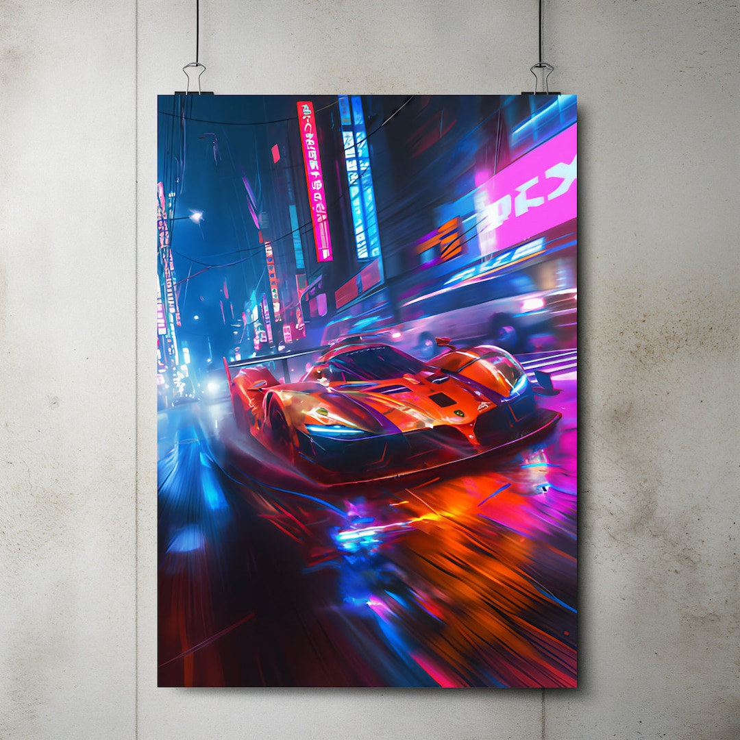 Cyberpunk Racing Portrait Cyberpunk Race Car Poster Set, Automotive Wall Art (digital Download ...