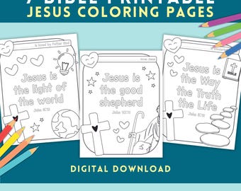Printable Bible Verse Coloring Pages for Children, Homeschool & Church Coloring Sheets, Sunday School Kids Bible Activity, Digital Download
