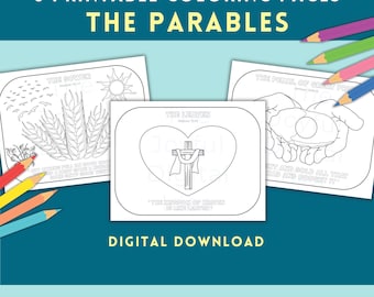 Printable New Testament Parables of Jesus, Children Coloring Pages, Homeschool & Church Coloring Sheets, Sunday School Kids Bible Activity
