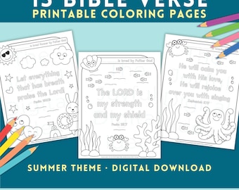 Printable Bible Verse Coloring Pages for Children, Homeschool & Church Coloring Sheets, Sunday School Kids Bible Activity, Digital Download