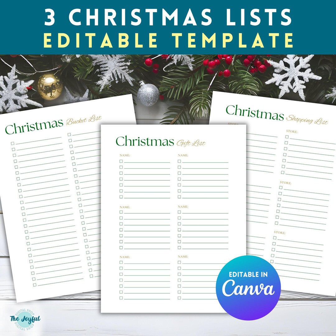 Editable Christmas Gift List Printable Christmas Shopping List