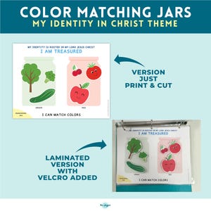 Color Mathcing Jas Color Matching Jars, Printable Kids Activity, Identity in Christ ...