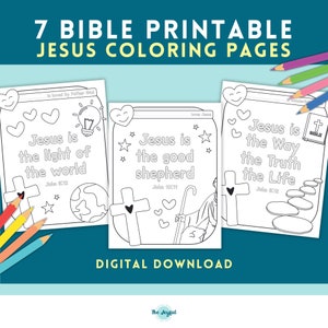 Páginas para colorear de versículos bíblicos para imprimir para niños, hojas para colorear para la escuela en casa y la iglesia, actividades bíblicas para niños en la escuela dominical, descarga digital