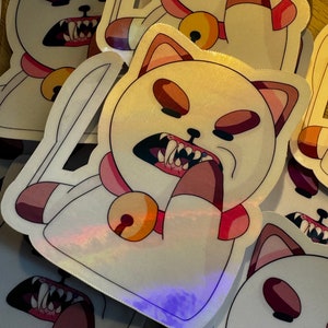 Puppycat With Knife Vinyl Waterproof Sticker 3&quot;