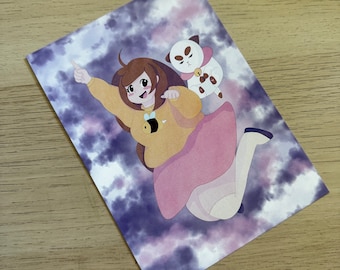 Magical Girl and Cat Print