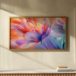Colorful Abstract Floral Wall Art - Digital Download for Samsung Frame TV | Vibrant Tulip Petals in Pastel & Sunset Tones |  Home TV Display