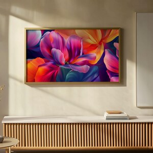 Digital Download for Samsung Frame TV - Colorful Abstract Floral Wall Art | Vibrant Tulip Petals in Pastel & Sunset Tones |  Home TV Display