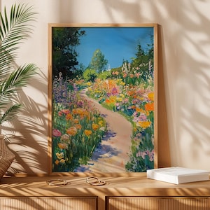 Spring day in the Garden Print, Bright garden floral,Floral Printable Art,Flower Market Poster,Abstract design,Botanical Art Print