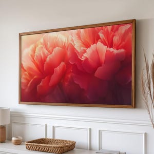 Red & Peach Peony Digital Art for Samsung Frame TV | Bold Floral Wall Art Download | Abstract Botanical TV Display | Spring Summer TV Decor