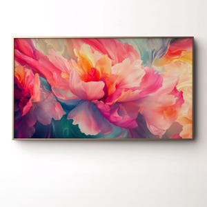 Vibrant Floral Abstract Wall Art | Digital Download for Samsung Frame TV | Colorful Peony Petals in Pastel & Sunset Tones |  Home TV Display