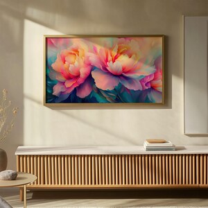 Colorful Peony Petals in Pastel & Sunset Tones | Digital Download for Samsung Frame TV | Vibrant Floral Abstract Wall Art | Home TV Display