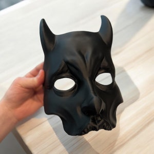 Mezza maschera da demone in maschera/maschera da tragedia fai da te