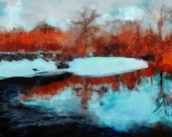Digital Download Print "Late Winter Thaw" 11 x 14 print of an original artwork by Lisa Purcell