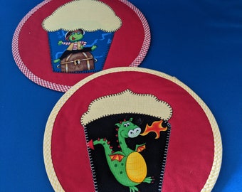 Pirate Frog & Dragon Cupcake Mug Rug - Set of 2