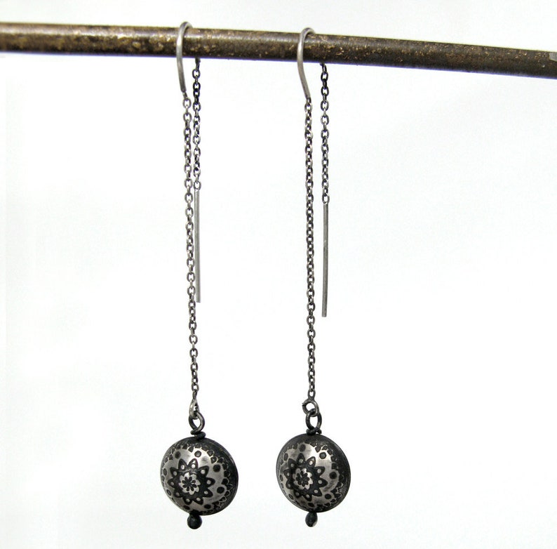 Sterling Silver Paisley Threaded Bead Drops image 1