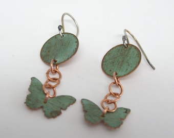 Copper Butterfly Earrings