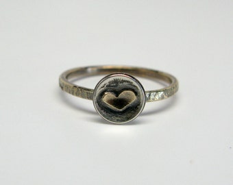 10k Gold Forged Heart Cup Ring