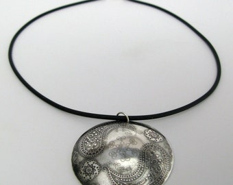Sterling Silver Paisley Dome Necklace
