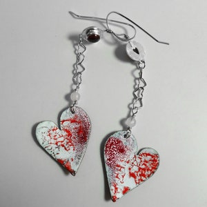 Enamel Heart Earrings with Garnets image 4