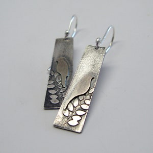 Birds in a Tree Sterling and Brass Earrings Sterling Silver