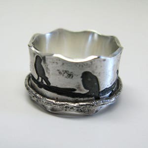 Birds on a Branch Sterling Silver Spinner Ring Size 5 Ready to Ship image 2
