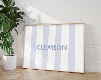 Clemson Preppy Print Clemson Decor for Dorm Wall Art College Apartment Clemson Prints Clemson Tigers Print Coastal Wall Art Poster Clemson