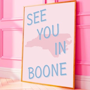 Impresión de Boone de App State Preppy, decoración de pared de dormitorio, apartamento universitario, impresión de Boone de Appalachian State Mountaineer, póster de Boone